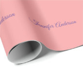 Kalligrafie Elegante Pastel Rood Gepersonaliseerde Cadeaupapier (Rol Hoek)