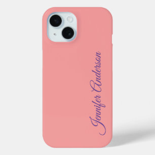 Kalligrafie Elegante Pastel Rood Gepersonaliseerde iPhone 15 Case