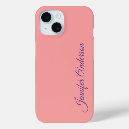 Kalligrafie Elegante Pastel Rood Gepersonaliseerde Case-Mate iPhone Case (Achterkant)