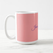 Kalligrafie Elegante Pastel Rood Gepersonaliseerde Koffiemok (Links)