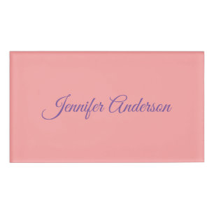 Kalligrafie Elegante Pastel Rood Gepersonaliseerde Naambadge