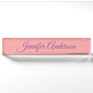 Kalligrafie Elegante Pastel Rood Gepersonaliseerde Naambordje
