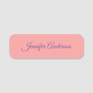 Kalligrafie Elegante Pastel Rood Gepersonaliseerde Naamplaatje