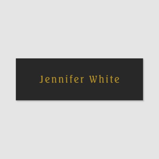 Kalligrafie Elegante Retro Goud & Zwart Naam Naamplaatje (Voorkant)