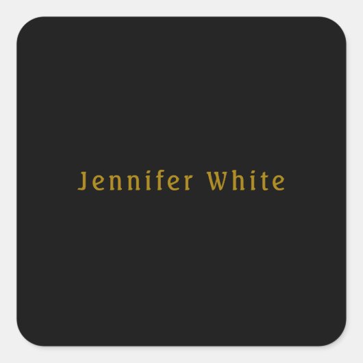 Kalligrafie Elegante Retro Goud & Zwart Naam Vierkante Sticker (Voorkant)