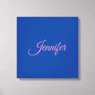 Kalligrafie Elegante Roze Blauwe Aangepaste Naam Canvas Afdruk