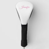 Kalligrafie Elegante Roze Witte Aangepaste Naam Golfheadcover (Voorkant)