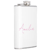 Kalligrafie Elegante Roze Witte Aangepaste Naam Heupfles (Rechts)