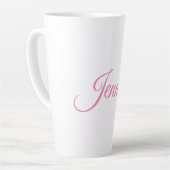 Kalligrafie Elegante Roze Witte Aangepaste Naam Latte Mok (Linkerhoek)