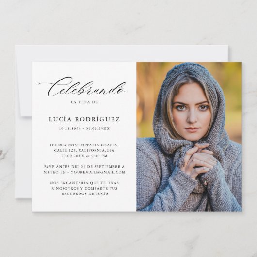 Kalligrafie Elegante Spaanse begrafenis herdenking Kaart (Voorkant)