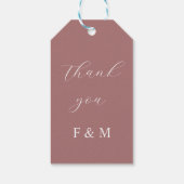 Kalligrafie elegante stoffige roos bruiloft monogr cadeaulabel (Achterkant)