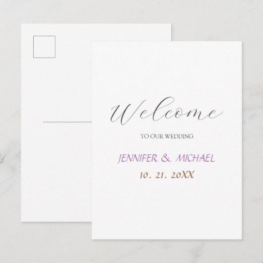 Kalligrafie Elegante Welkom Huwelijk Aankondigingskaart (Voorkant / Achterkant)