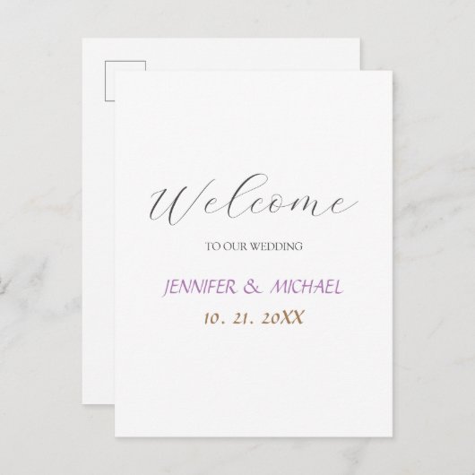 Kalligrafie Elegante Welkom Trouwdag Aankondigingskaart (Voorkant / Achterkant)