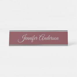 Kalligrafie Elegante Wijnkleur Gepersonaliseerd Bureau Naambordje