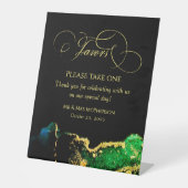 kalligrafie Emerald Black Agate Favor Reclamebord Met Voetstuk (Voorkant)