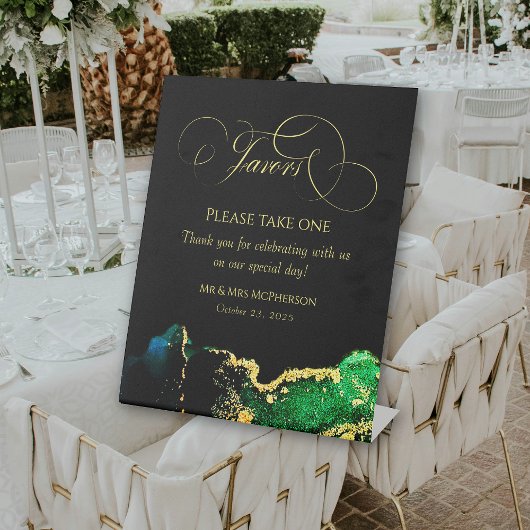 kalligrafie Emerald Black Agate Favor Reclamebord Met Voetstuk