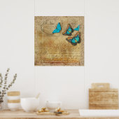 kalligrafie en botervliegen poster (Keuken)