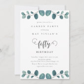 Kalligrafie Eucalyptus Garden Party Verjaardag Kaart (Voorkant)
