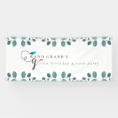 Kalligrafie Eucalyptus Garden Party Verjaardag Spandoek (Horizontaal)