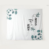 Kalligrafie Eucalyptus Garden Photo Booth Achtergr Wandkleed (Voorkant (horizontaal))