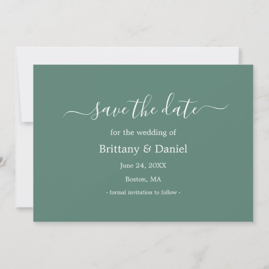Kalligrafie Eucalyptus Green Getting Married Save The Date (Achterkant)