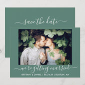 Kalligrafie Eucalyptus Green Getting Married Save The Date (Voorkant / Achterkant)