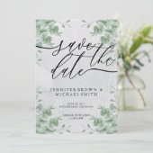 Kalligrafie Eucalyptus Groene speciale dag Save The Date (Staand voorkant)