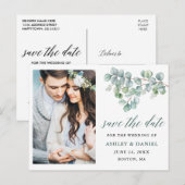 Kalligrafie Eucalyptus laat groen de datum bewaren Briefkaart (Voorkant / Achterkant)