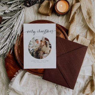 Kalligrafie Familie Foto Kerstmis Kaart
