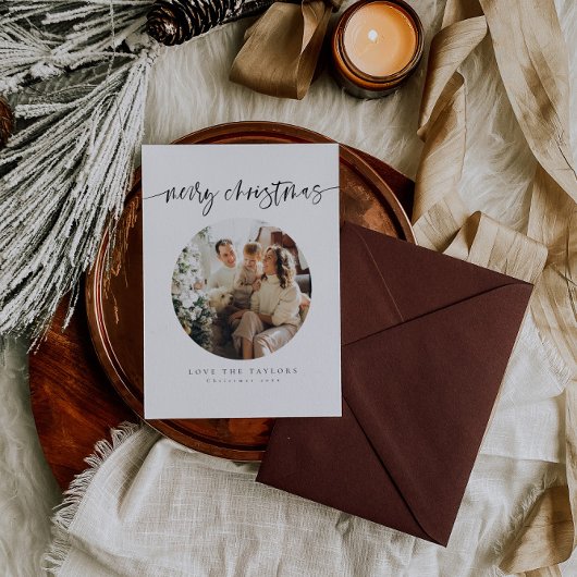 Kalligrafie Familie Foto Kerstmis Kaart