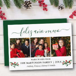 Kalligrafie Feliz Ano Nuevo 3 Foto Holly Green Feestdagenkaart