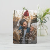 Kalligrafie Feliz Navidad Foto Overlay Kerstmis Feestdagenkaart (Staand voorkant)