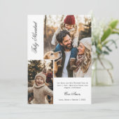 Kalligrafie Feliz Navidad Kerstfoto Wit Feestdagenkaart (Staand voorkant)