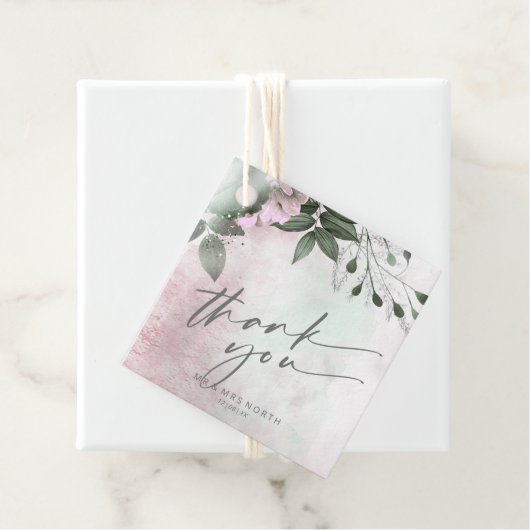 Kalligrafie Floral Dank je Mauve ID771 Bedankjes Labels (In situ)