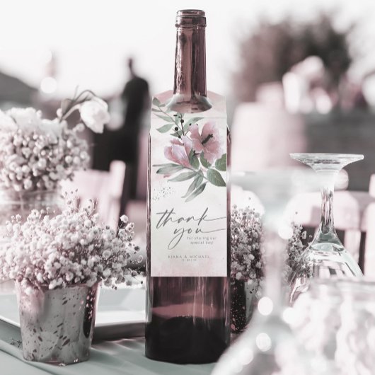 Kalligrafie Floral Dank je Mauve ID771 Flessenhanger