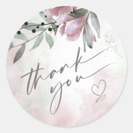 Kalligrafie Floral Hartelijk dank Hartelijk dank. Ronde Sticker