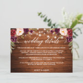 Kalligrafie Floral Lights Wedding Details Card Save The Date (Staand voorkant)