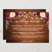 Kalligrafie Floral Lights Wedding Details Card Save The Date (Voorkant / Achterkant)