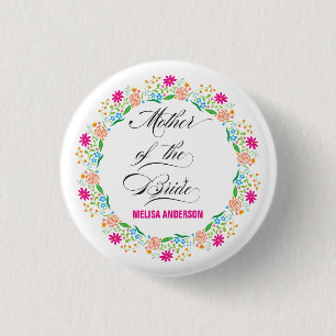 Kalligrafie Floral moeder van de bride Ronde Button 3,2 Cm