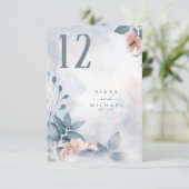 Kalligrafie Floral Table Number Blue ID771 Kaart (Staand voorkant)