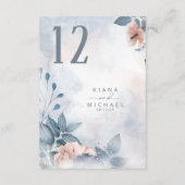 Kalligrafie Floral Table Number Blue ID771 Kaart (Achterkant)