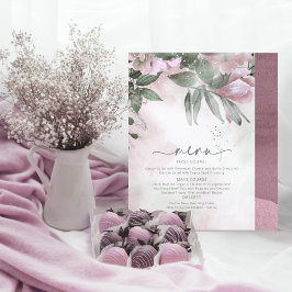 Kalligrafie Floral Wedding Menu Mauve ID771