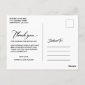 Kalligrafie Floral Wedding Rustic Wood Dank je Briefkaart (Achterkant)