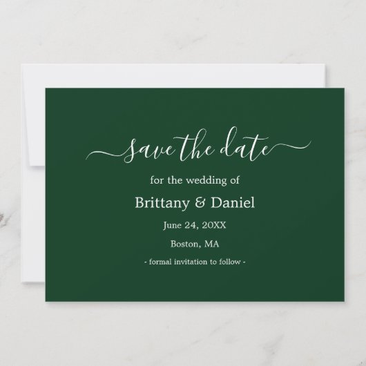 Kalligrafie Forest Green Getting Married Save The Date (Achterkant)