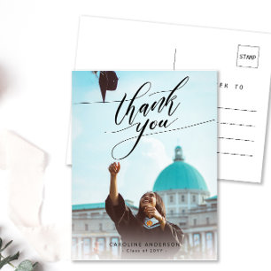 Kalligrafie Foto Afstuderen Blank Bedankt  Briefkaart