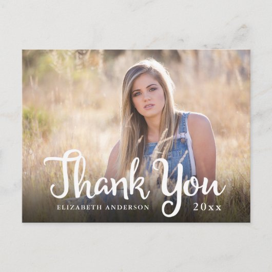 Kalligrafie Foto Afstuderen Dank u Briefkaart (Voorkant)
