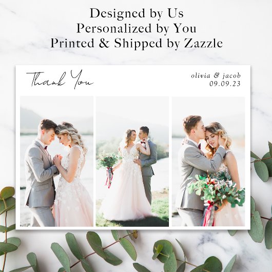 Kalligrafie foto bruiloft dank u kaart