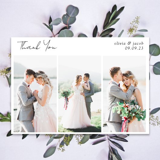 Kalligrafie foto bruiloft dank u kaart