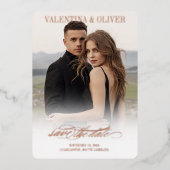 Kalligrafie Foto Bruiloft Save The Date Kaart (Voorkant)