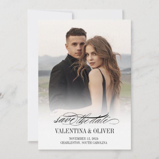 Kalligrafie Foto Bruiloft Save The Date Kaart (Voorkant)